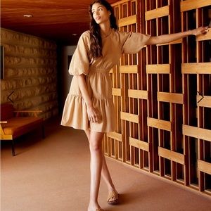 NEW: Madewell Seersucker Puff-Sleeve Cutout Mini Dress in XXL